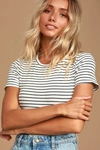Lulus Basics Kinship Black And White Striped Ribbed Bodysuit In Black And White