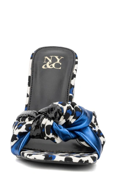 New York And Company Anthi Houndstooth Platform Sandal In Blue Multi