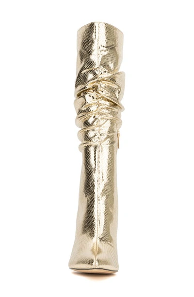 New York And Company Earla Ruched Shaft Boot In Gold