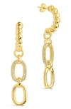 Sterling Forever Andi Cz Drop Hoop Earrings In Gold