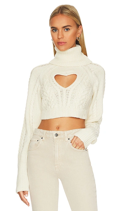 For Love & Lemons Vera Cropped Cut Out Jumper In Cream