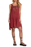 Elan Crochet Inset Cover-up Dress In Red
