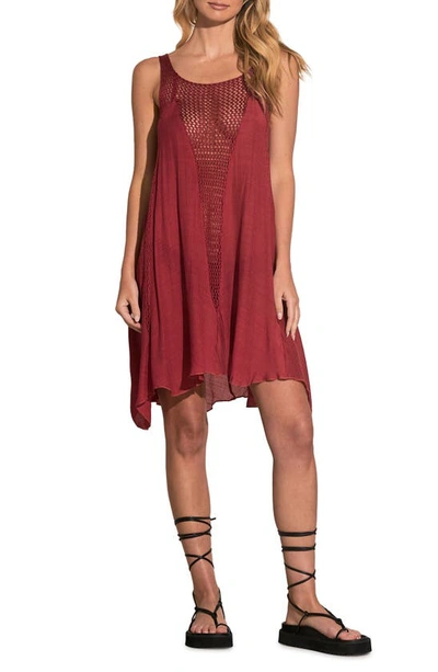 Elan Crochet Inset Cover-up Dress In Red