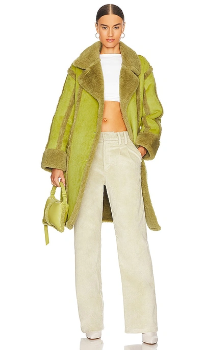 Ow Collection New York Faux Fur Jacket In Green