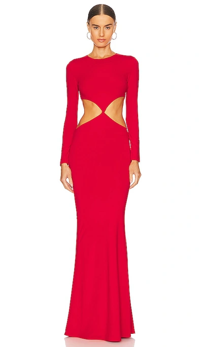 Retroféte Miley Cut-out Long-sleeved Gown In Rot