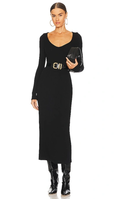Enza Costa V-neck Jumper Dress In Black