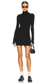 Enza Costa Ribbed Turtleneck Dress In Black