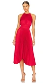 A.l.c Renzo Ii Asymmetric Pleated Midi-dress In Red