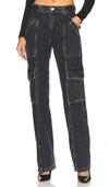 Frame Utility High Rise Straight Jeans In Astray In Black