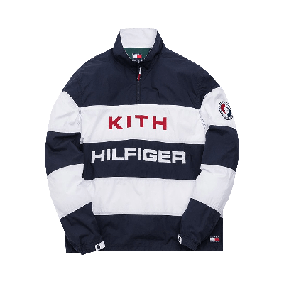 Pre-owned Kith X Tommy Hilfiger Stripe Woven Popover 'navy/white' In Blue