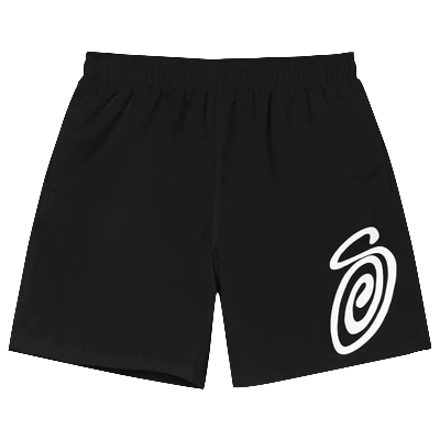 Pre-owned Stussy Curly S Water Short 'black'
