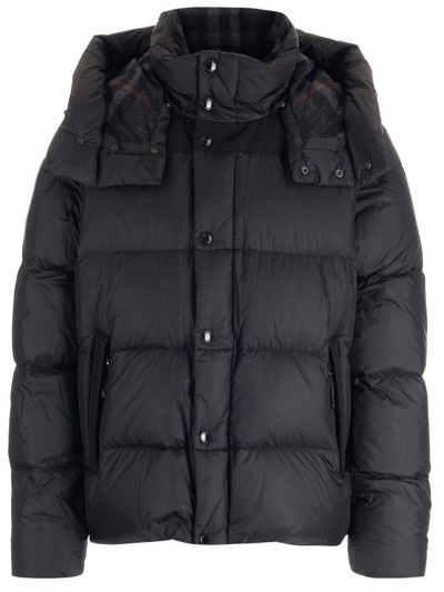 Burberry Detachable Sleeve Hooded Puffer Jacket In Black