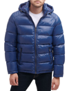 Guess Men's Hooded Puffer Coat In Indigo