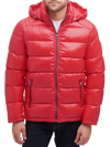 Guess Men's Quilted Zip Up Puffer Jacket In Red