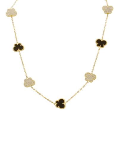 Jan-kou Women's Butterfly 14k Yellow Goldplated & Multi Stone Charm Necklace In Yellow Black