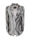 Giorgio Armani Abstract-print Silk Blazer In Grey