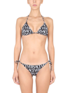 Versace Logo Print Bikini Bottom In Nero