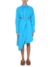 Jw Anderson Cutout Poplin Shirt Midi Dress In Azzurro
