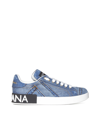 Dolce & Gabbana Portofino Denim Patchwork Sneakers In Blu