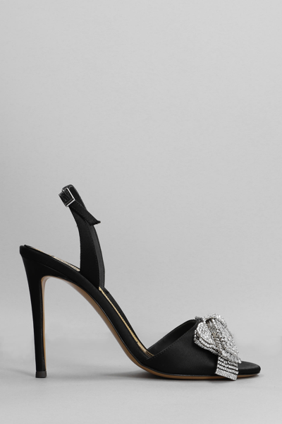 Alexandre Vauthier Crystal-embellished Bow Satin Slingback Sandals In Black