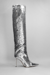 ALEXANDRE VAUTHIER HIGH HEELS BOOTS IN SILVER LEATHER