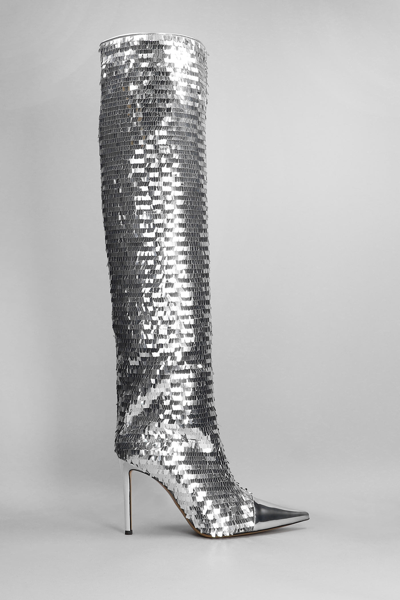 Alexandre Vauthier High Heels Boots In Silver Leather In 银色