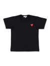 Comme Des Garçons Play Kids' Cotton Jersey T-shirt  W/ Logo Patch In Black