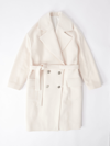 Balmain Double-breasted Wool Coat In Avorio