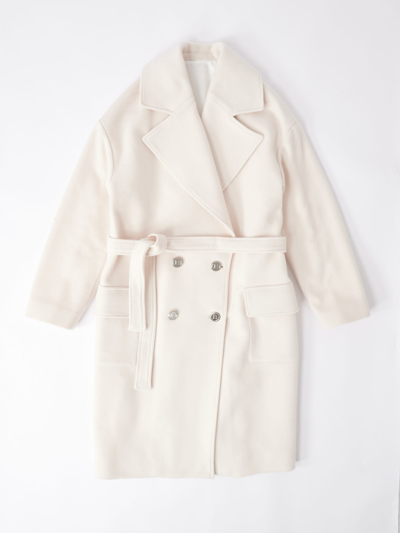 Balmain Kids' Double-breasted Wool Coat In Neutrals