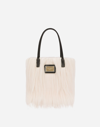 DOLCE & GABBANA SMALL FAUX FUR SHOPPER WITH BRANDED TAG
