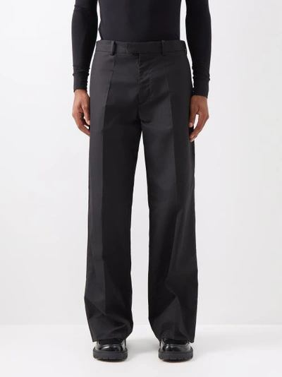 Raf Simons Pressed-crease Cotton Trousers In Black
