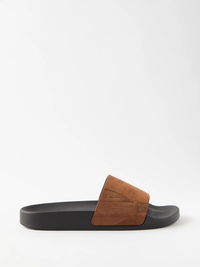 Frescobol Carioca Humberto Suede And Rubber Slides In Brown