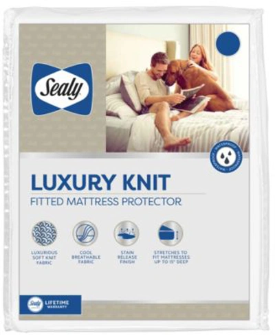 Sealy Luxury Knit Fitted Mattress Protectors In White