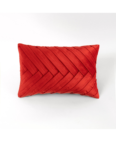 Lush Decor Holan Pleat Velvet Decorative Pillow, 13" X 20" In Haute Red
