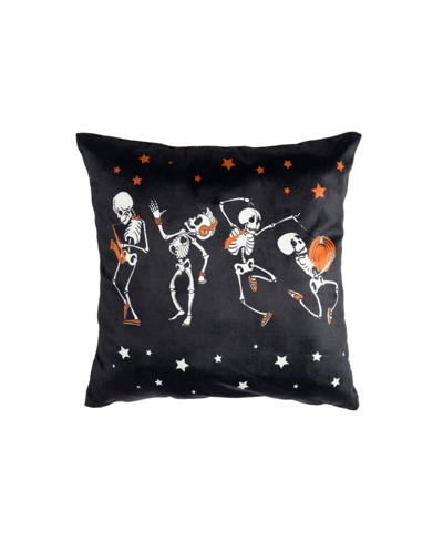 Lush Decor Rocking Skeleton Decorative Pillow, 12" X 12" In Black