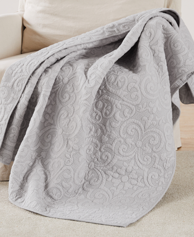 Levtex Sherbourne Scroll Stitch Quilted Throw, 50" X 60" In Gray