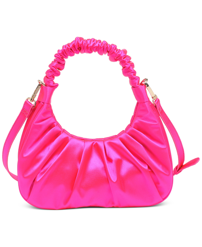 Urban Expressions Stormi Ruched Satin Convertible Crossbody With Removeable Strap In Hot Pink