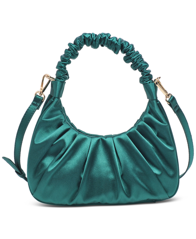 Urban Expressions Stormi Ruched Satin Convertible Crossbody With Removeable Strap In Emerald