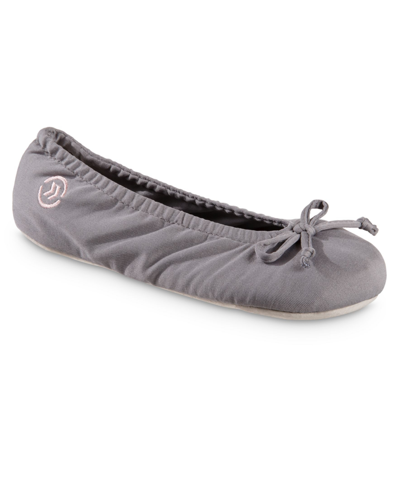 Isotoner Signature Women's Satin Ballerina Slippers In Navy Blue