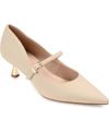 Journee Collection Womens Manza Kitten Heel Mary Jane Pointed Toe Pumps In Beige