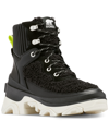 Sorel Brex™ Leather & Faux Shearling Block Heel Lace-up Bootie In Black/sea Salt
