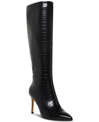 Madden Girl Chantelle Croco-embossed Dress Boots In Black Croco
