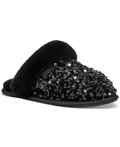 Ugg Scuffette Ii Sequin-embellished Sheepskin Slippers In Black