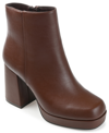 Journee Collection Mollie Block Heel Platform Bootie In Brown