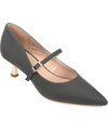 Journee Collection Womens Manza Kitten Heel Mary Jane Pointed Toe Pumps In Charcoal