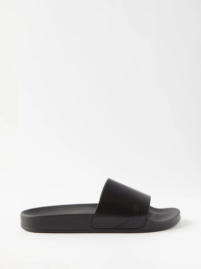 Frescobol Carioca Humberto Leather And Rubber Slides In Black