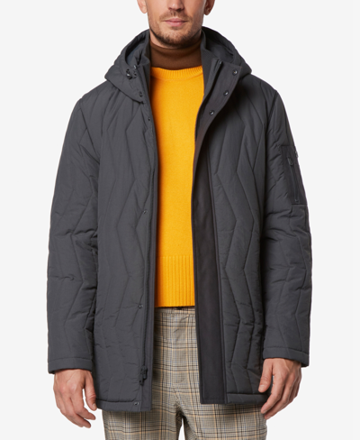 Marc New York Men's Foley Zig-zag Quilt Hooded Parka In Charcoal