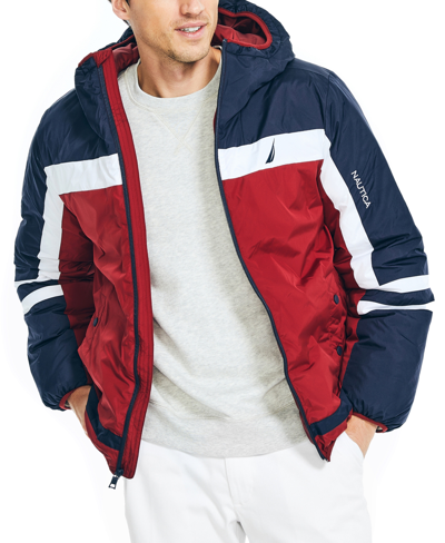 Nautica Men's Sustainably Crafted Tempasphere Colorblocked Jacket In Biking Red