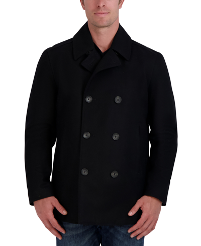 Nautica Men's Wool-blend Double-breasted Peacoat In Charcoal