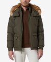 MARC NEW YORK MEN'S DOWN BOMBER WITH FAUX FUR TRIM AND REMOVABLE HOOD